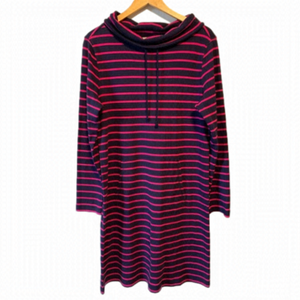 NWT Talbots Hello Saturday Cotton Striped Cowl Neck Long Sleeve Dress Size Small